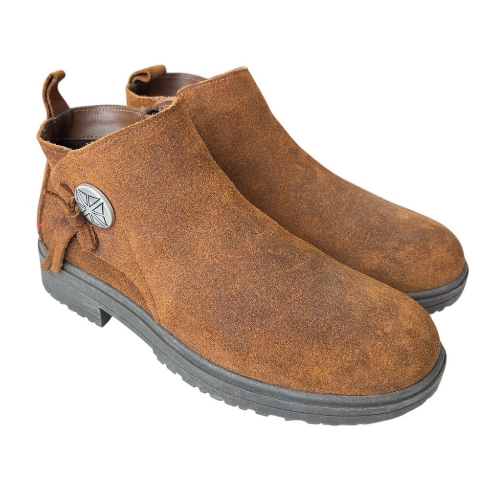 Minnetonka Joyelle Womens Ankle Boot Size 8 Brown Suede Comfort Foam Booties NEW - Picture 11 of 15